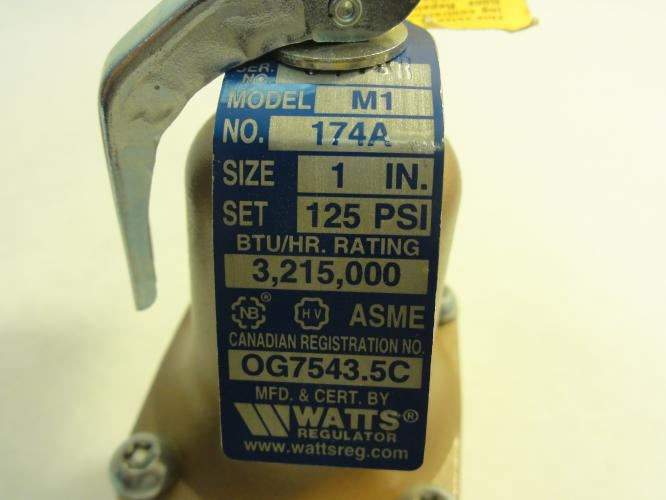 Watts 791008; Relief Valve; 1" NPT; 125PSI