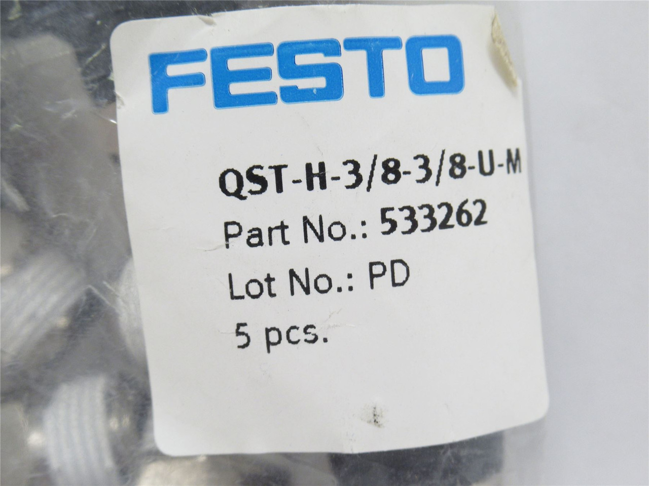 Festo QST-H-3/8-3/8-U-M; Bag-5 Tee Fittings 533262 Size 3/8"