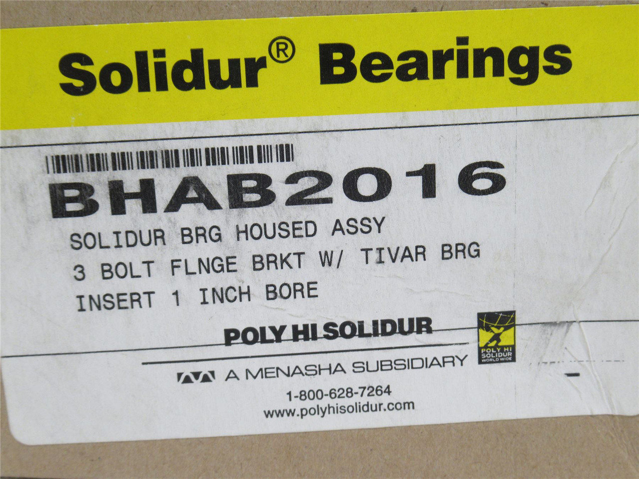 Poly-Hi-Solidur BHAB2016; Poly Flange Bearing; 3-Bolt; 1"ID