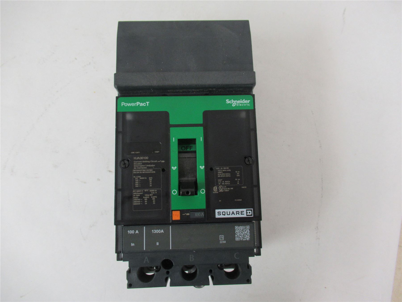 Square D HJA36100; Circuit Breaker 100A 3-Pole 600V