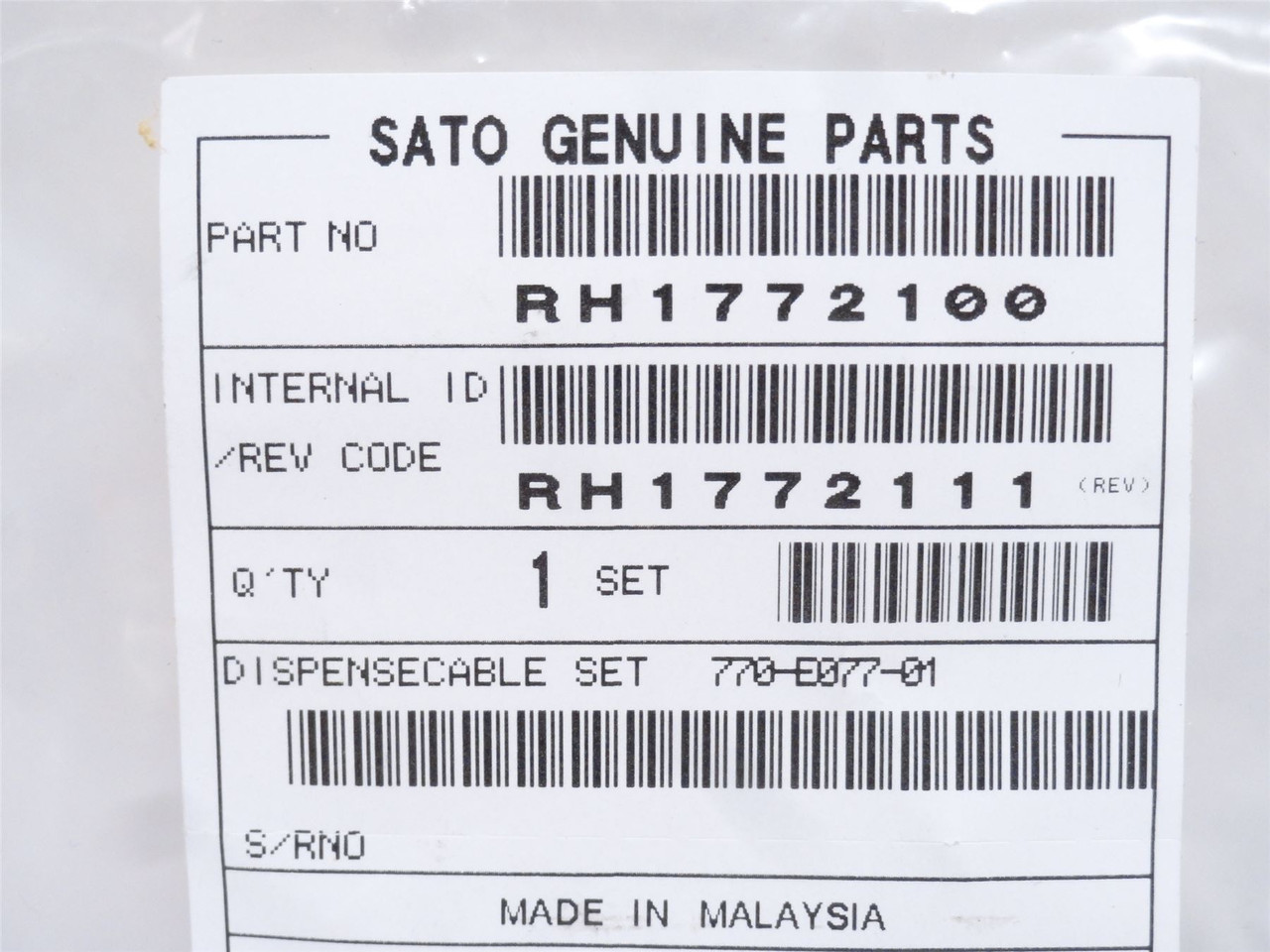 Sato RH1772100; Dispense Cable Assembly