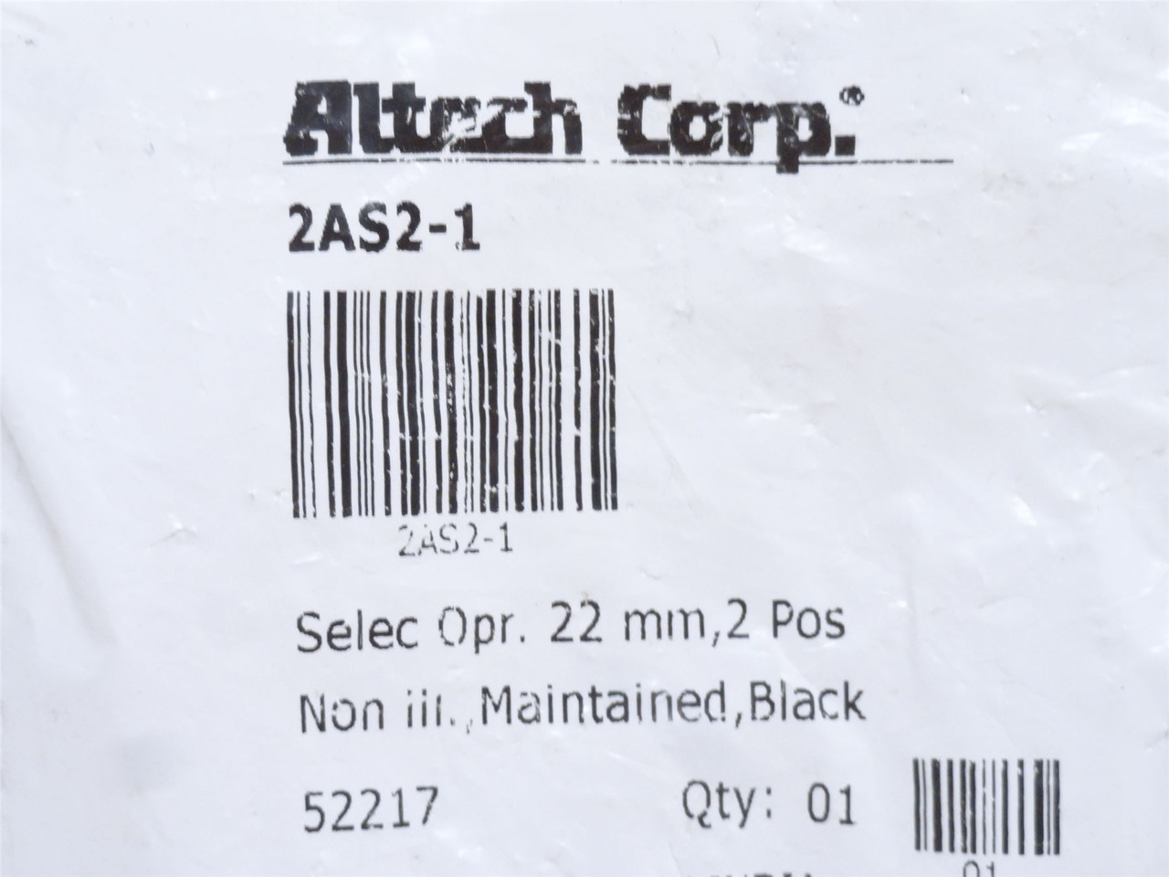Altech 2AS-1; Switch; 2Pos; Maintained; 22mm; Non-Illuminated