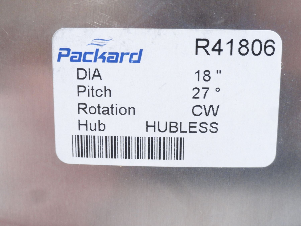 Packard R41806; Aluminum Fan Blade; 4-Blade; 18"OD; Hubless