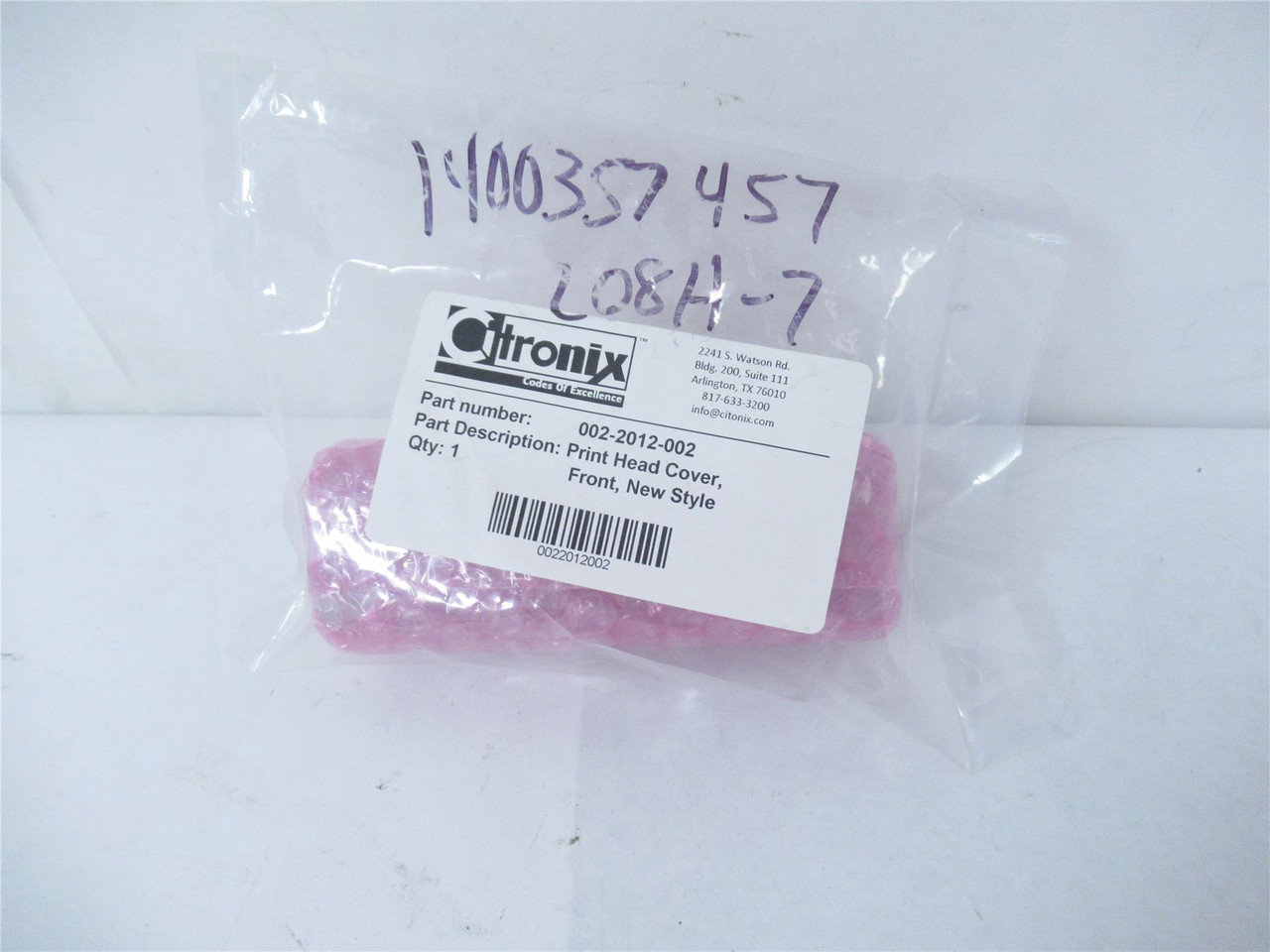 Citronix 002-2012-002; Print head cover front factory sealed