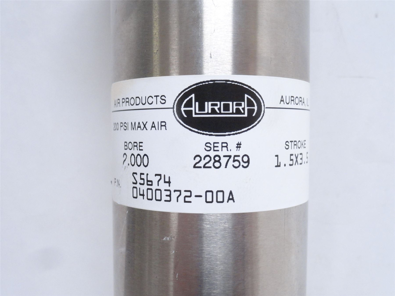 Aurora S5674; Double End Air Cylinder; SS; 1.5" x 3.5" Stroke