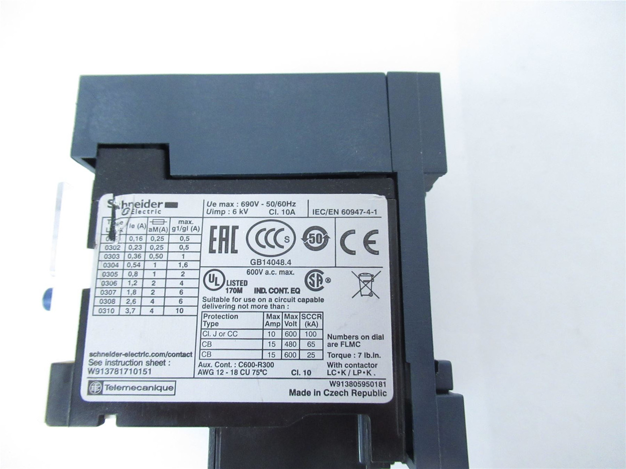 Schneider LR2K0304; Overload Relay 3-Pole .36-.54A w/LA7K0064