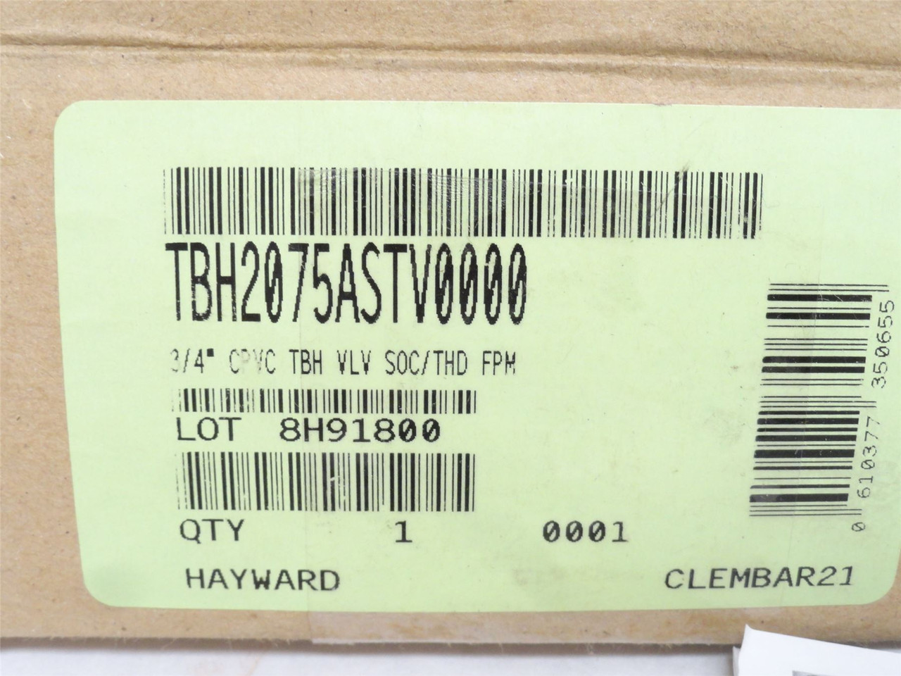 Hayward TBH2075ASTV0000; Manual Two-Way Ball Valve Size: 3/4"