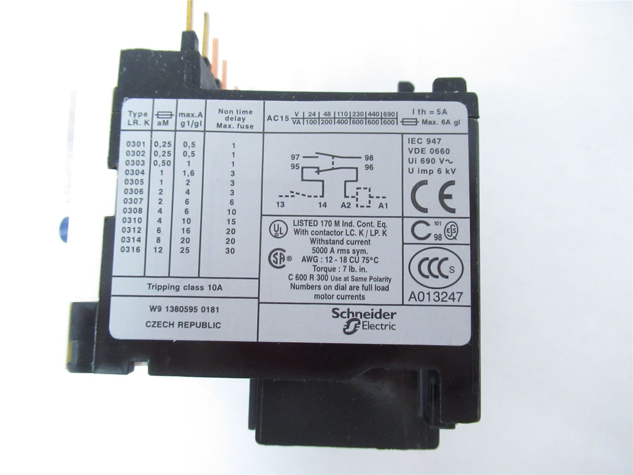 Telemecanique LR2K0304; Overload Relay 3-Pole 0.36 A– 0.54 A