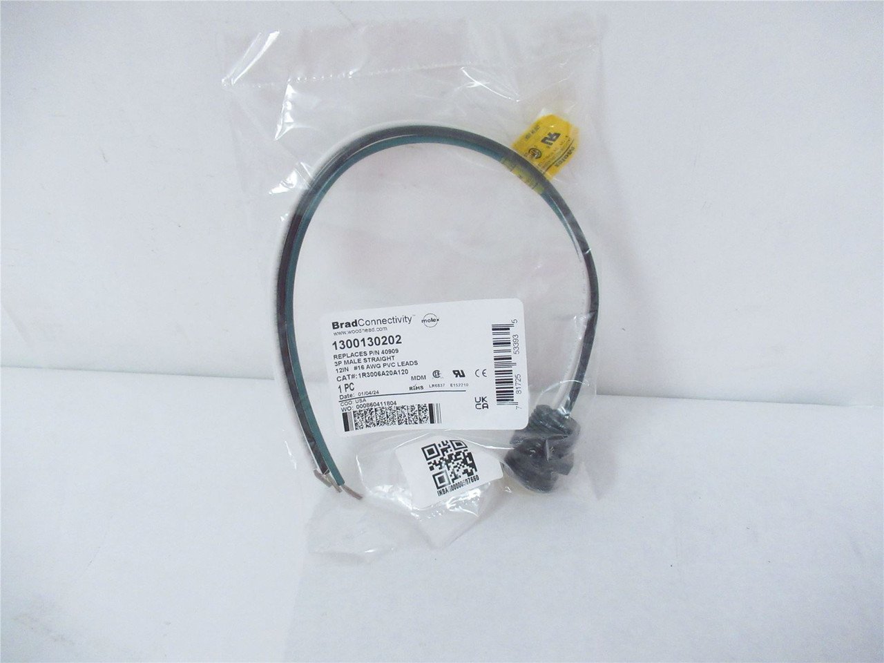 Molex 1300130202; Sensor Cables MC 3P MR 12IN 16/1 PVC