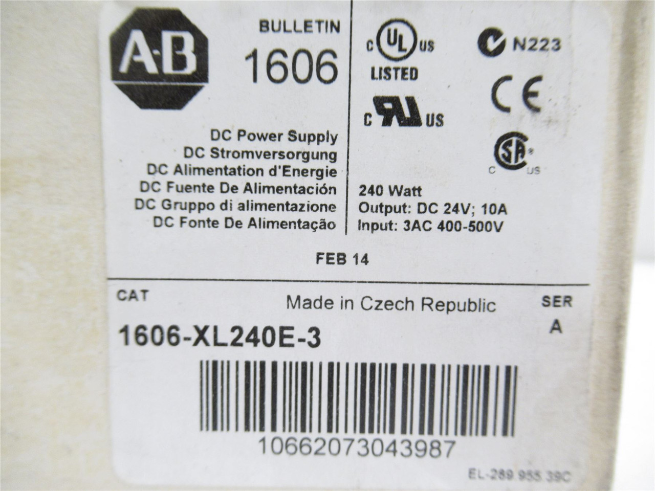Allen-Bradley 1606-XL240E-3; Power Supply In 3AC; 400-500VAC