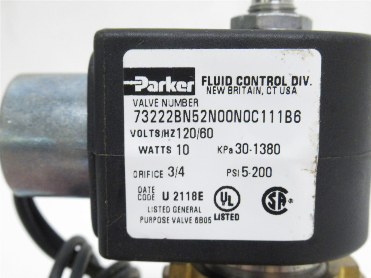 Parker 73222BN52N00N0C111B6; Solenoid Valve; 1/2NPT; 120VAC