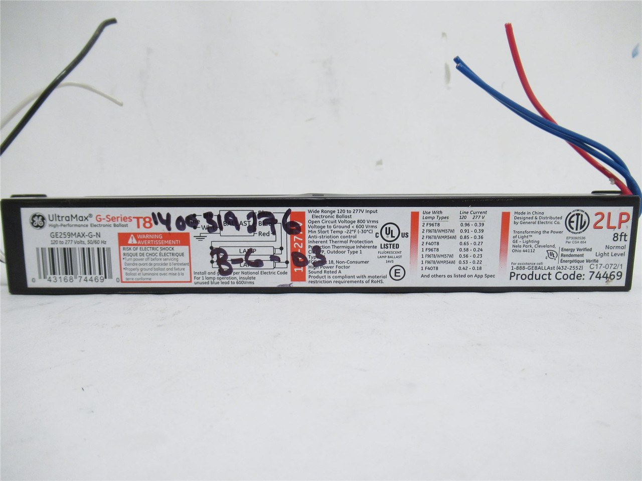 GE Lighting GE-259-MV-N; Electronic Ballast 120-277VAC