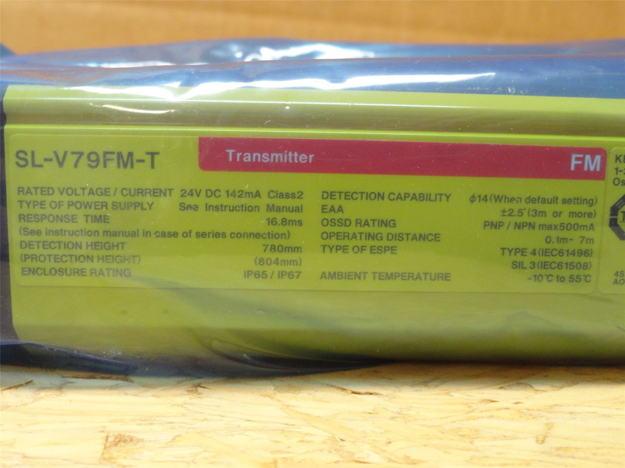 Keyence SL-V79FM; Matched Safety Light CurtainSet Trans+Recvr