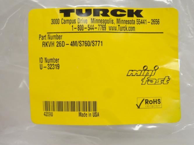 Turck RKVH 26D-4M/S760/S771; Cordset U-32319; 2-Wire; 4m Long