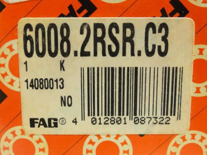 FAG 6008.2RSR.C3; Ball Bearing 40mm ID x 68mm OD x 15mm Wide