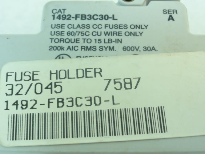 Allen-Bradley 1492-FB3C30-L; Fuse Holder; 3 Pole; 30A; 600V
