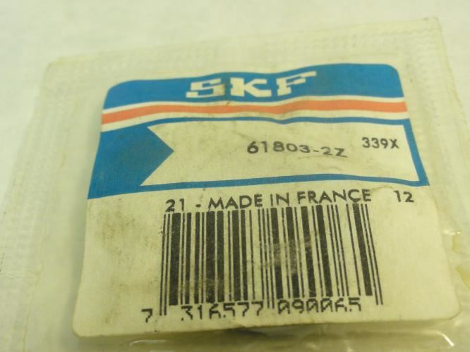 SKF 61803-2Z; Ball Bearing; 17mm Bore; 26mm OD; 5mm Width
