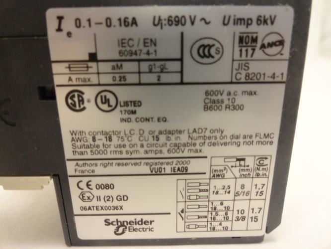 Telemecanique  LRD01; Overload Relay 0.1-0.16Amp
