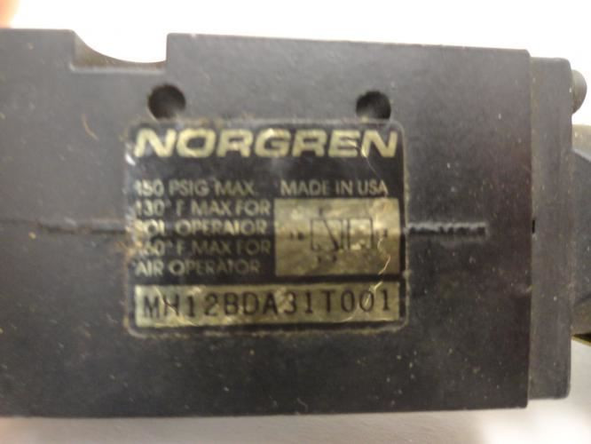 Norgren MH12BDA31T001; Pushbutton Valve; 150 PSIG Max; 3-Way