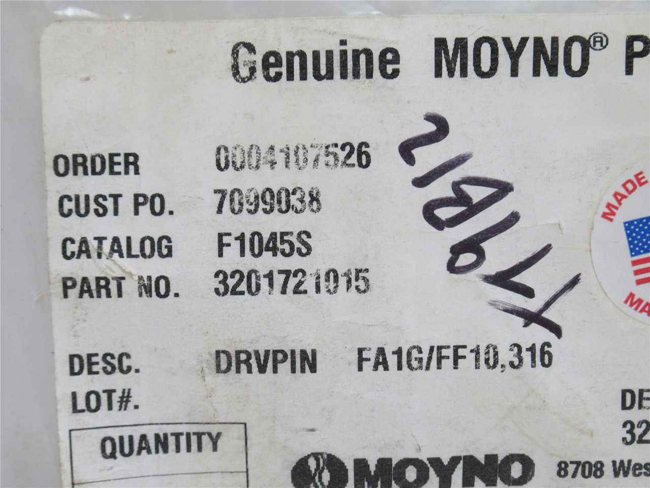 Moyno F1045S; Rotor Frame Pin 1-1/8"OD x 3-1/4" Long