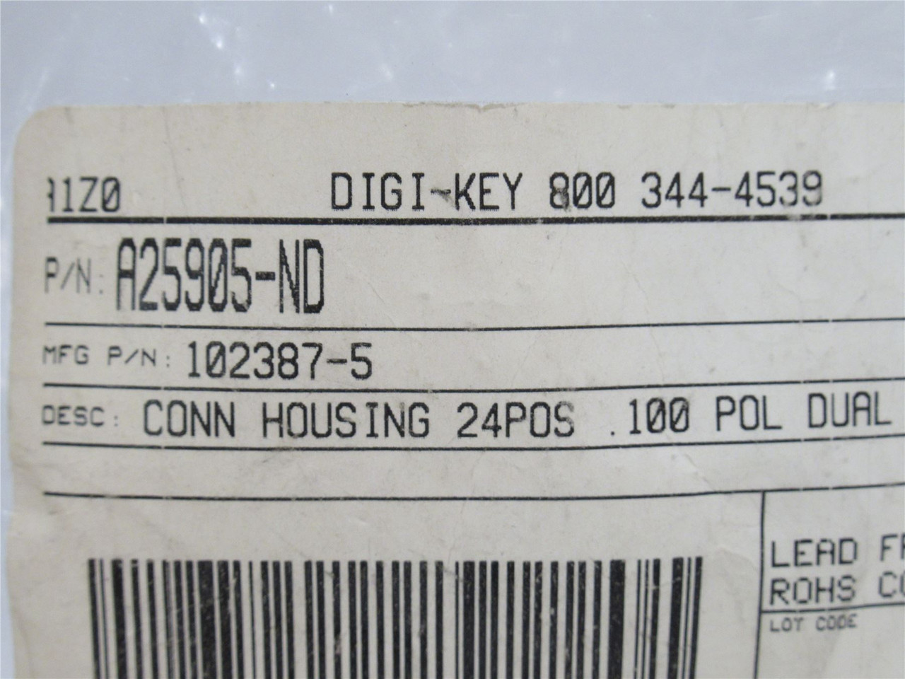 AMP 102387-5; Lot-5 Connector Housing; 24Pos; Dual Row