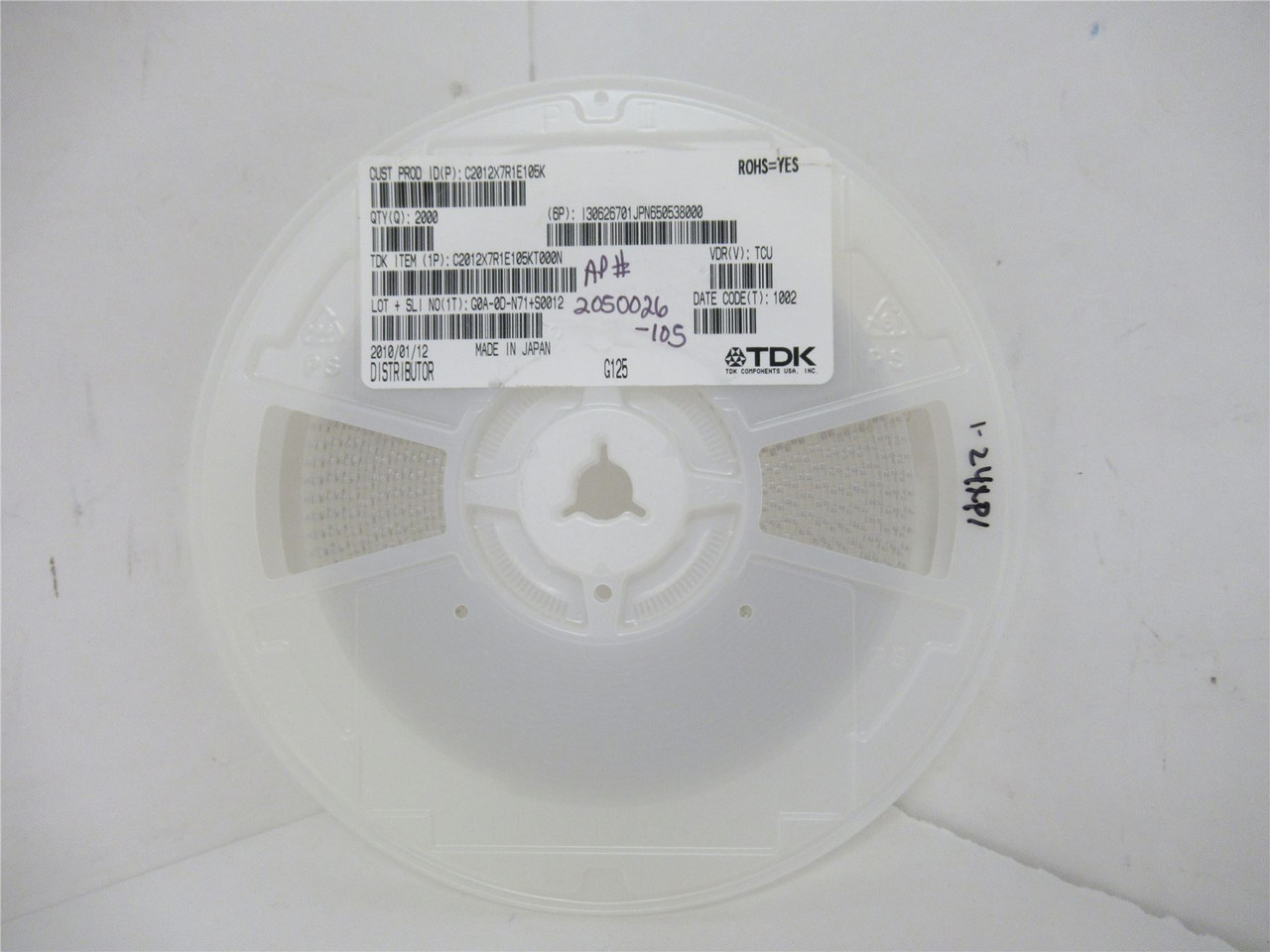 TDK I30626701JPN650538000; Lot-1500 Ceramic Capacitor; 1uF