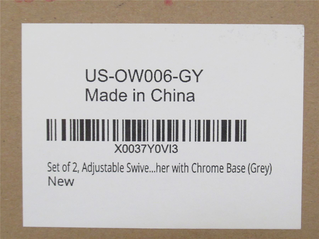 Elecwish US-OW006-GY; Lot-2; Bar Stools; Gray Vinyl; Chrome