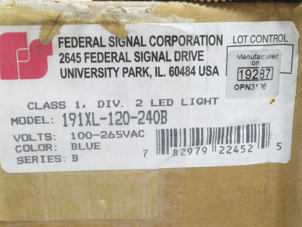 Federal 191XL-120-240B; Blue LED Light