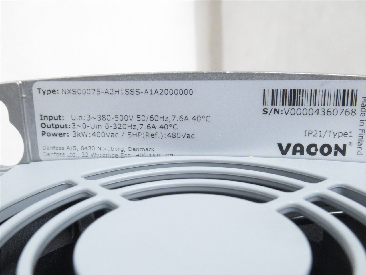 Vacon NXS00075-A2H1SSS-A1A2000000; AC Drive 136F0438 5HP 480V