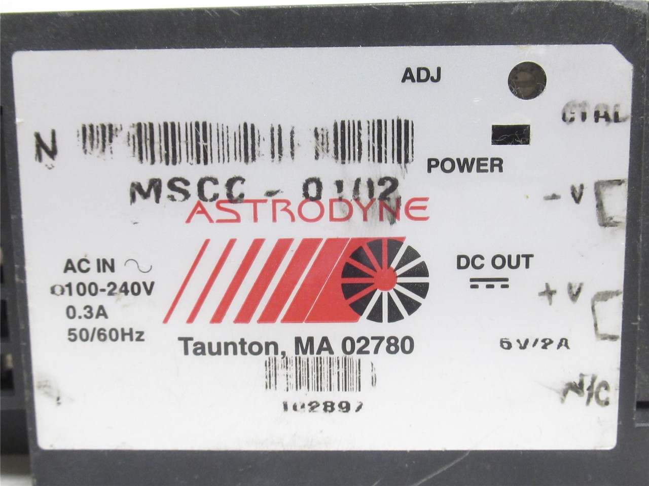 Astrodyne MSCC-0102; Enclosed AC/DC Converter 100-240VAC In 6V Out