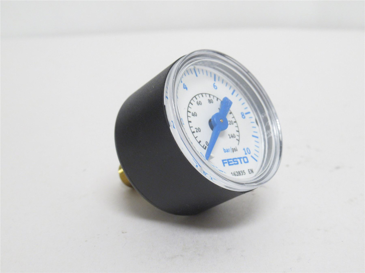 Festo 162835; Pressure Gauge; 0-10BAR; 1/8NPT Brass Stem