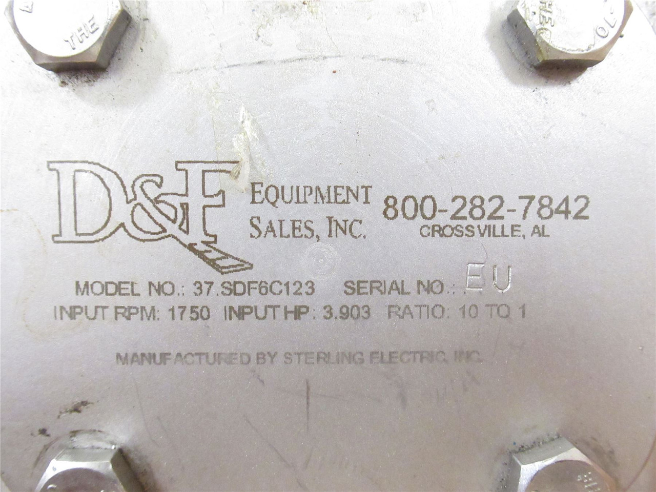 Sterling 37.SDF6C123 ; Gear Reducer SS 10:1R Frame: 180TC