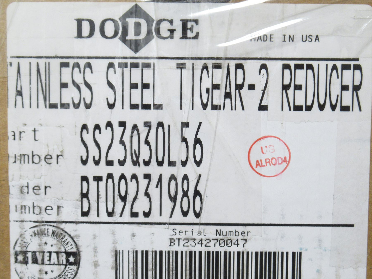 Dodge SS23Q30L56; Gear Reducer; SS; 30:1 Ratio; RA; 1.42HP In