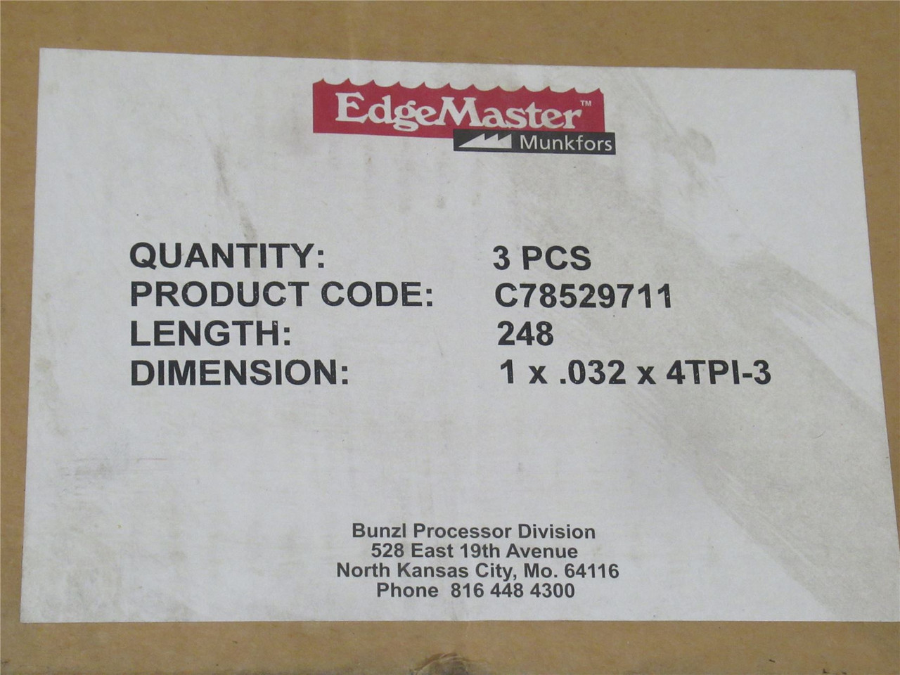 Edgemaster C78529711; Box-3; Saw Blades; 1" x .032" x 4TPI-3