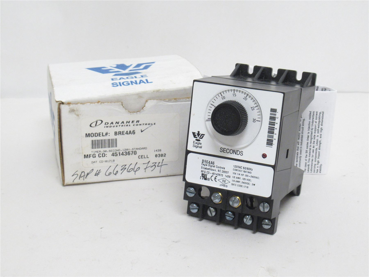 Danaher BRE4A6; Electronic Reset Timer; 30 Sec; 120V