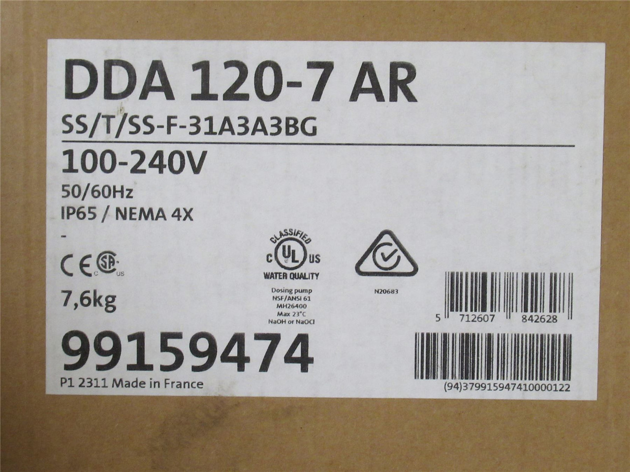 Grundfos 99159474; Dosing Pump DDA120-7 AR-SS/T/SS-F-31A3A3BG