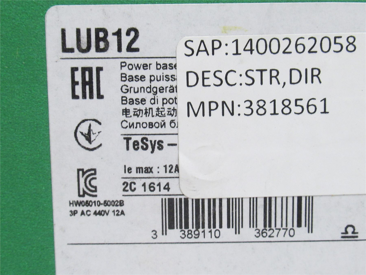 Schneider LUB12; Non-Reversing Power Base; 12A; 110-240VAC