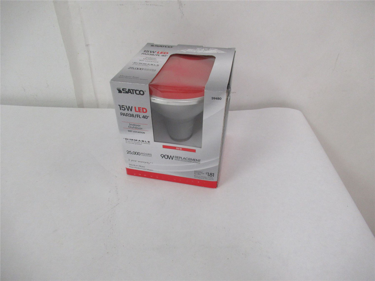 Satco 15WPAR/38/FL; LED Indoor Outdoor Reflector RedFlood15W