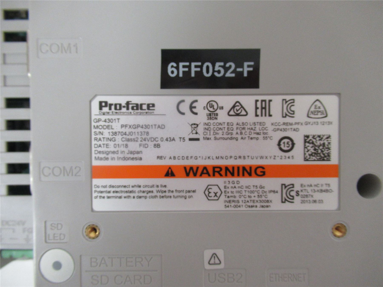 Schneider PFXGP4301TAD; Pro Face Touch Screen 5.7"Color 24VDC