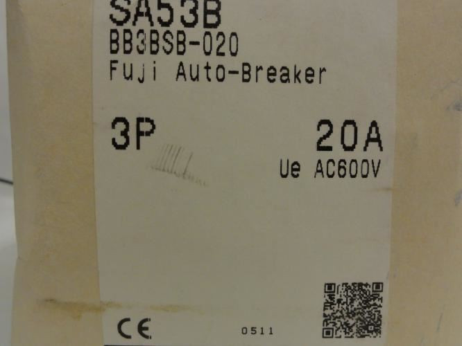 Fuji Electric SA53B20W; Circuit Breaker; 20A; 600V; 3P