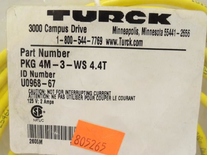 Turck PKG 4M-3-WS 4.4T; Hybrid Molded Cordset; U0968-67