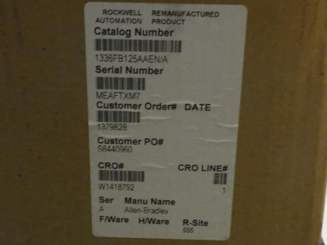 Allen-Bradley 1336FB125AAEN/A; AC Drive125Hp480V Remanufactured
