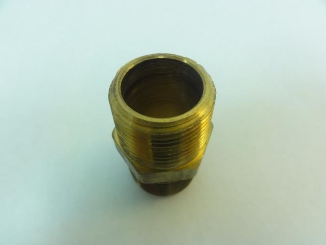 MFG- 5404-12-12-B; Brass Hex Nipple; 1" MNPT x 1" MNPT