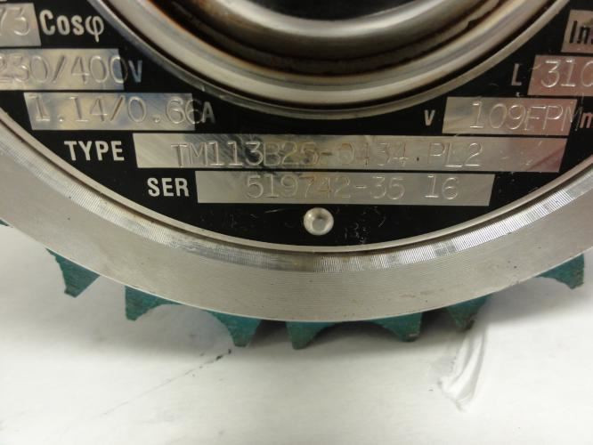 Van Der Graaf TM113B25-0434-PL2; Drum Motor 230/400V; 109FPM