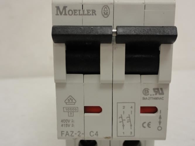 Moeller FAZ-C4/2; Circuit Breaker; 5kA; 277/480VAC; 2 Pole