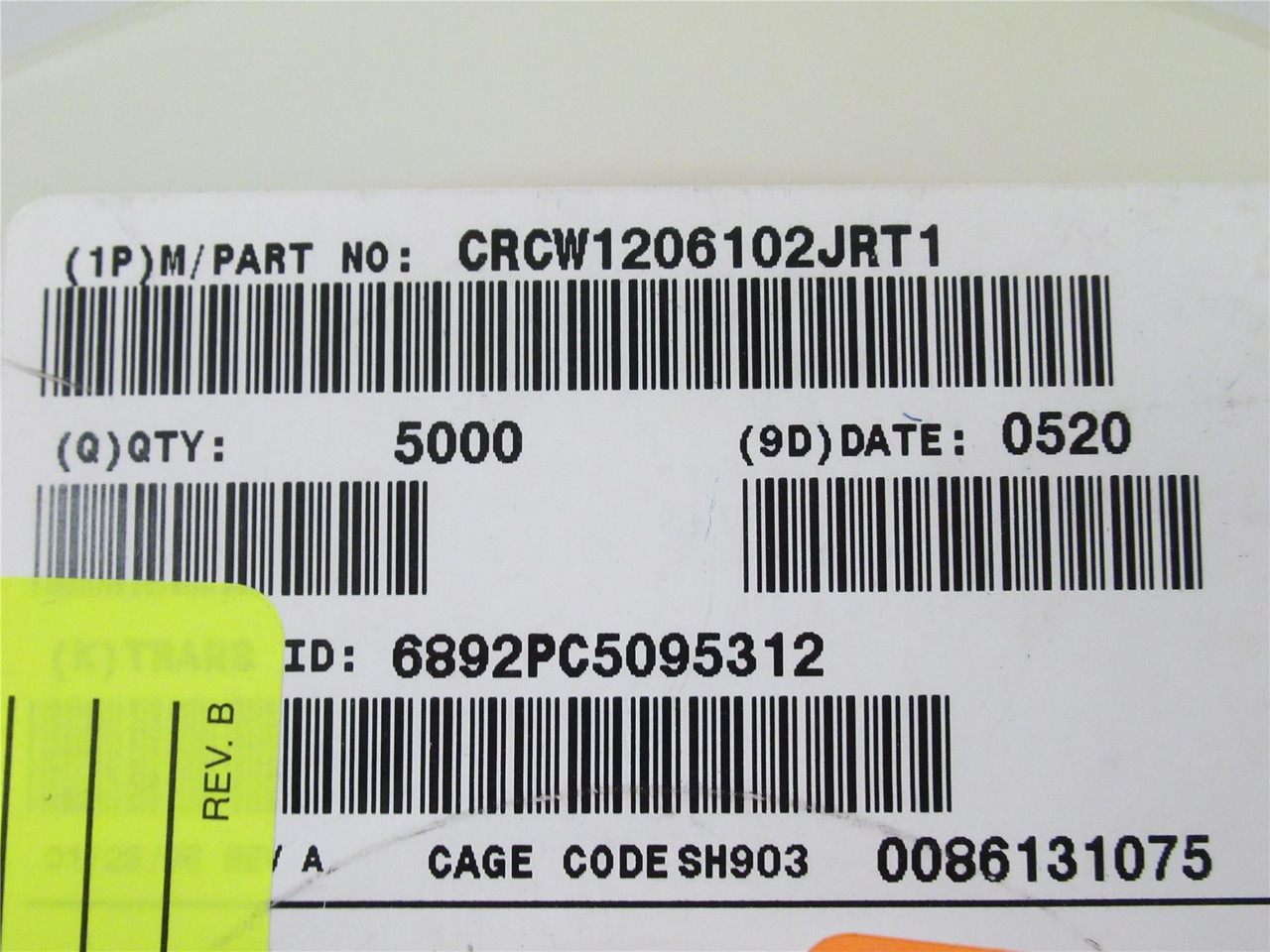 Vishay CRCW1206102JRT1; Lot-4700 Fixed Resistor; 0.25W; 1kOhm