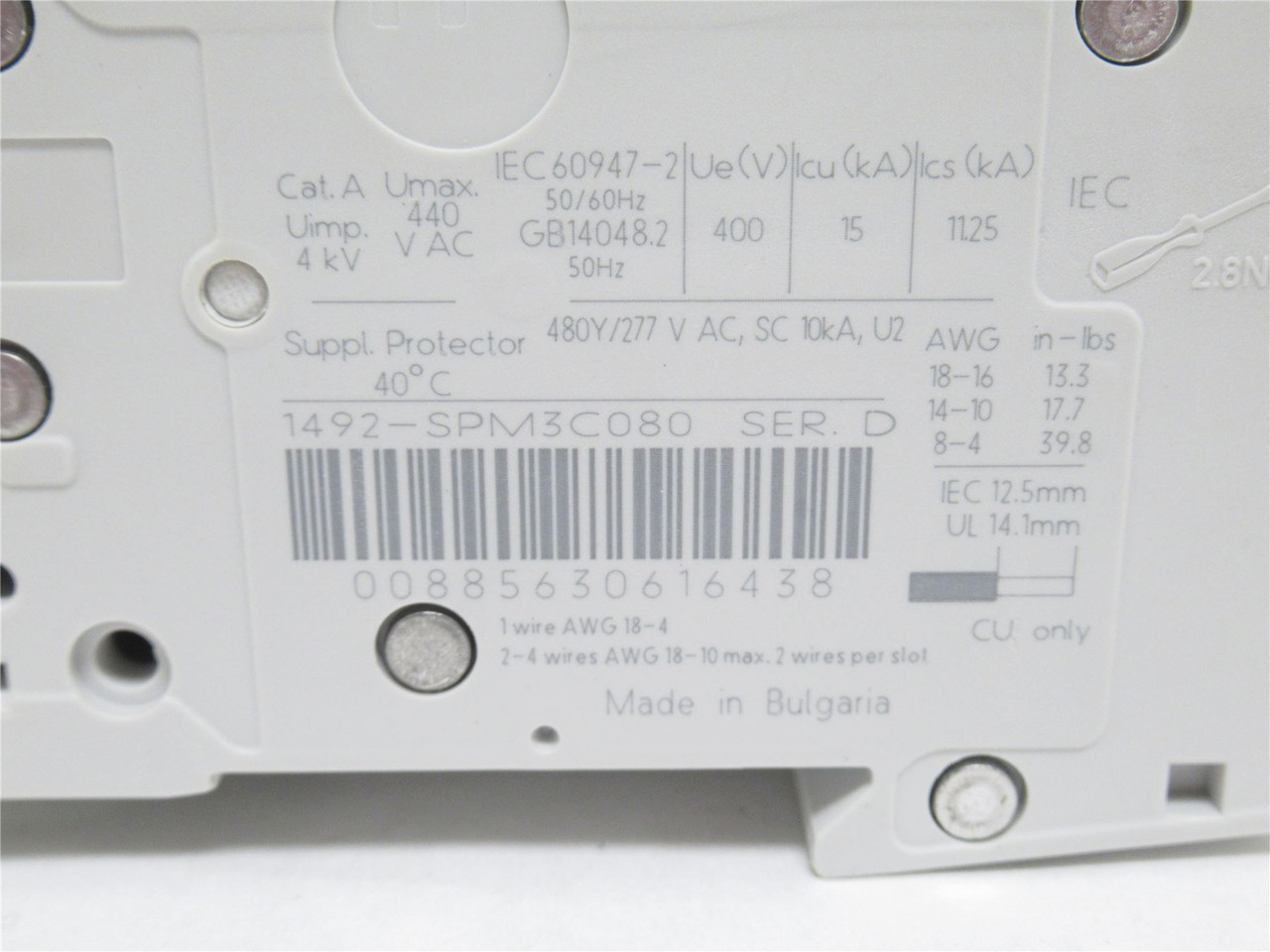 Allen-Bradley 1492-SPM3C080; Circuit Breaker; 8A; 3P