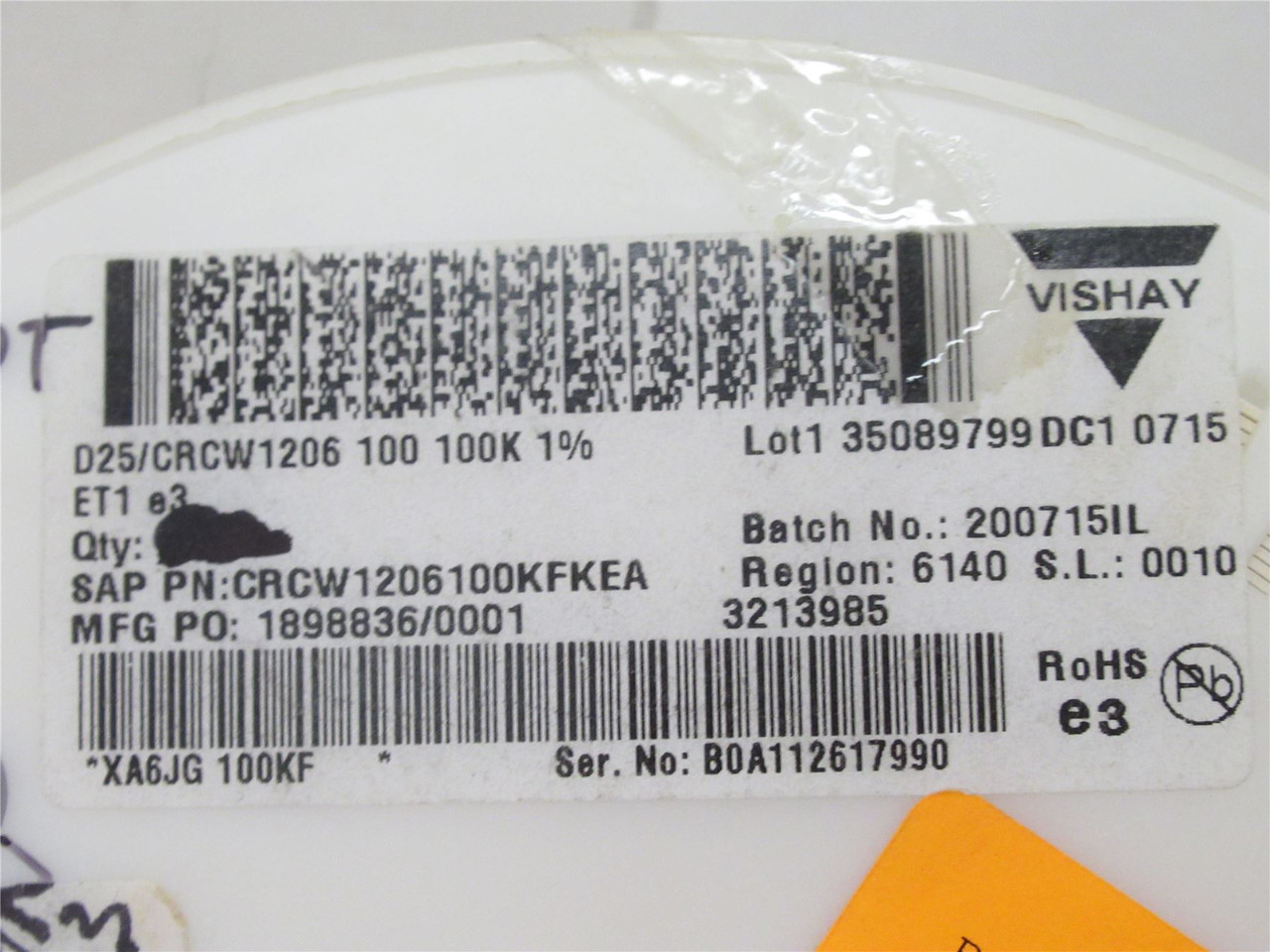 Vishay  CRCW1206100KFKEA; Lot-3000 Resistor 100kOhm