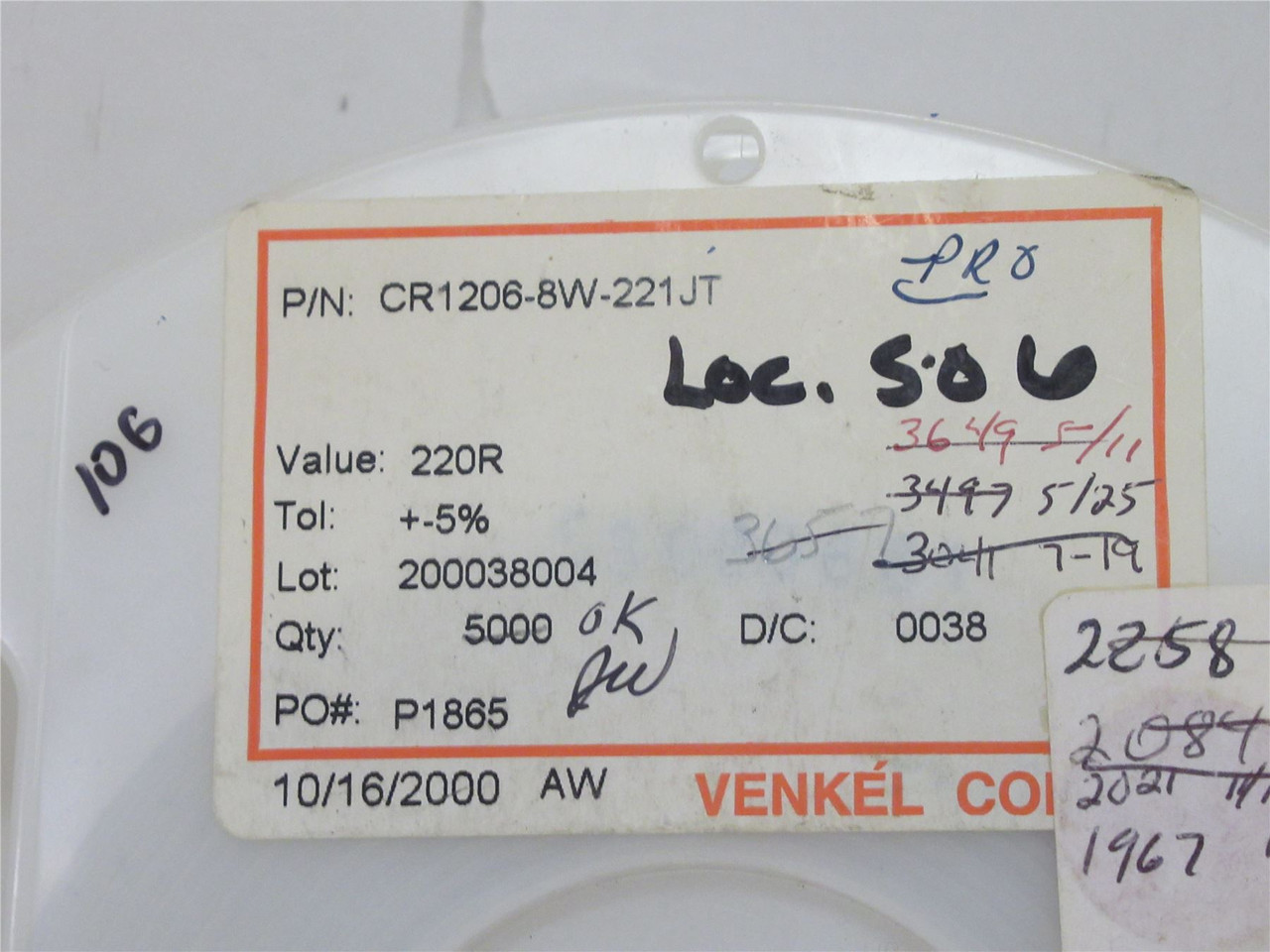 Venkel CR1206-8W-221JT; Lot-1850 Thick Film Resistor 220Ohm