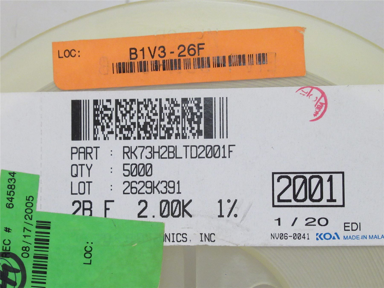 KOA RK73H2BLTD2001F; Lot-4500 Thick Film Resistor 2kOhm 1/4W